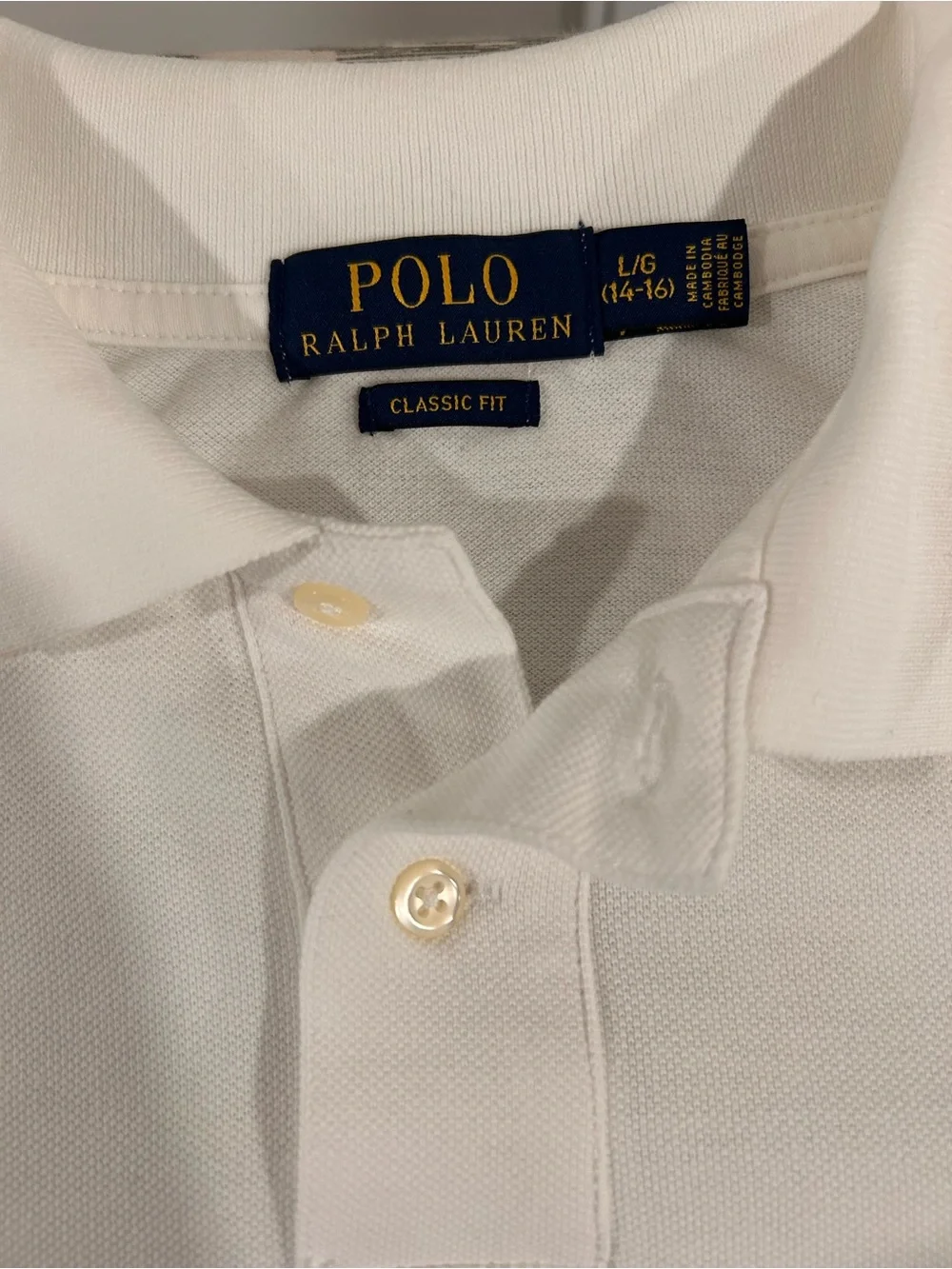 Ralph Lauren White Long Sleeve Polo with Navy Pony